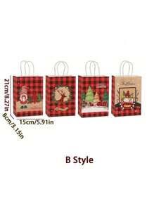 4/12 件圣诞礼品袋 - 彩色圣诞老人、圣诞树设计 - 非常适合节日装饰、新年礼品包装、派对用品、购物、婚礼、生日、工艺品和派对礼品 - 彩色 - 查看 8