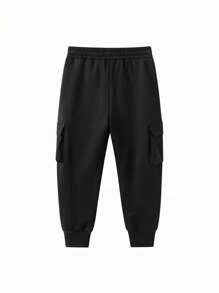 Balabala Tween 男童保暖内衬慢跑裤 2024 年秋冬保暖儿童长裤 - 黑色 - 查看 5