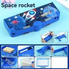 1 件多功能 3 层双面大容量学校用品收纳铅笔盒，配有剪刀、笔刀、尺子、橡皮擦、日程表、干擦记号笔 回到学校，回到学校，学校用品，铅笔袋，书包 - 雙面剪刀款文具盒 - 查看 17