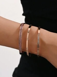 1 chiếc vòng tay trang trí hoa bốn lá pha lê tinh xảo, phù hợp để đeo hàng ngày cho phụ nữ - Hoa hồng vàng - Xem 8