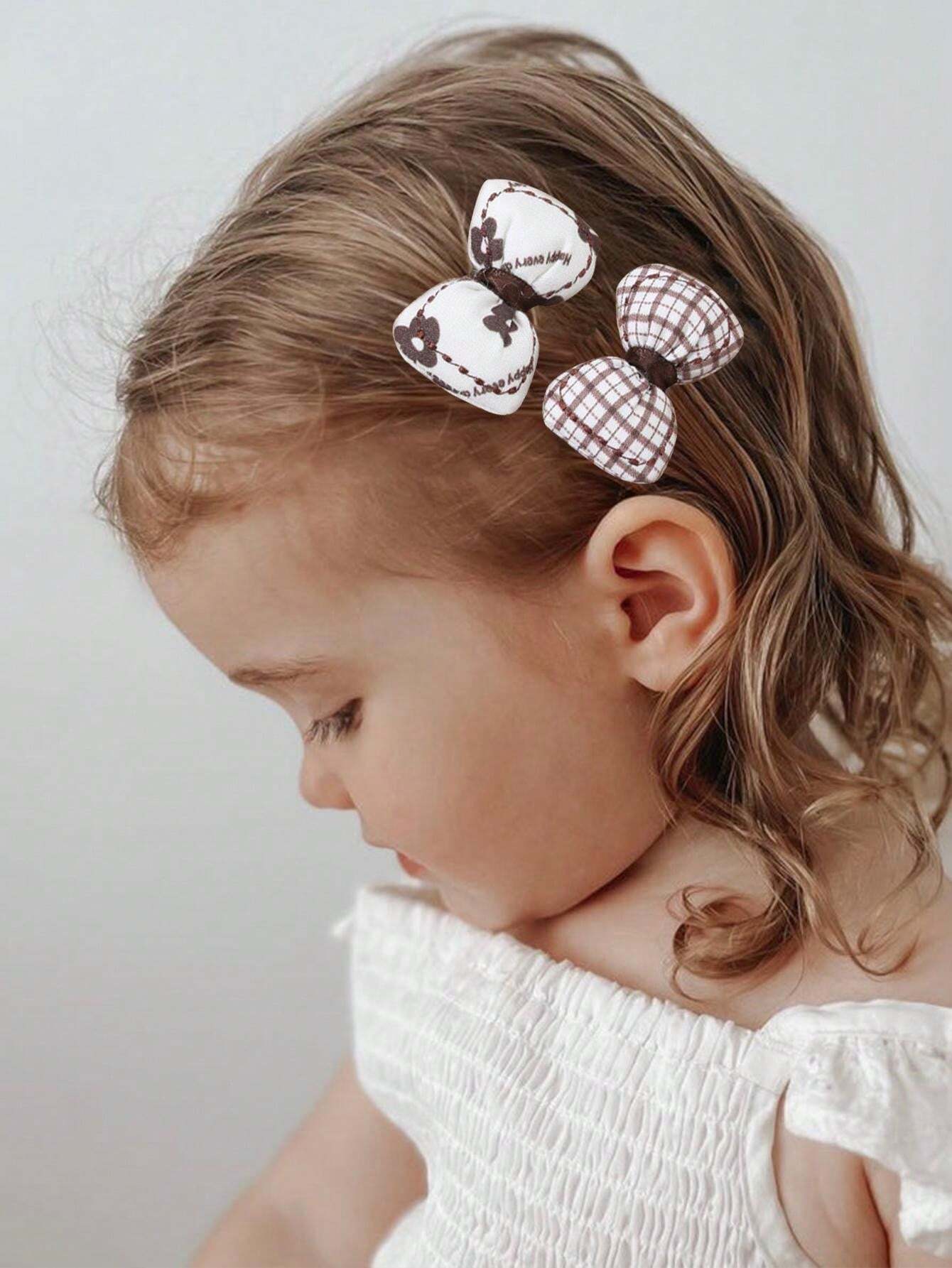 10pcs Cute Brown Bow Hair Clips For Girls Elegant Alligator Hair Bow