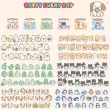 50 Peças/Caixa Conjunto de Mini Adesivos Animais Cartoon, Adesivos para Caderno, Álbum de Recortes, Usados para Artesanato DIY, Diário, Planejador, Embalagem, Decoração de Papelaria