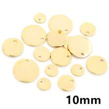 30 件 6-25 毫米圆形吊饰不锈钢镀金圆形单孔吊饰 DIY 项链吊坠珠宝配件 - round charms - 查看 9