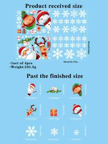 80 miếng (4 tờ lớn) Miếng dán kính cửa sổ tuyết Giáng sinh Miếng dán trang trí tiệc Giáng sinh Miếng dán tuyết ngày lễ Ông già Noel Miếng dán tuần lộc - Nhiều màu - Xem 3