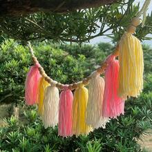 1 件秋季壁炉花环壁挂、教室流苏花环、圣诞树装饰。木珠流苏花环装饰。，情人节，情人节装饰，情人节礼物 - 彩色 - 查看 3