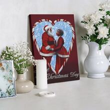 1 Pc Framed Black Santa Claus Couple African Canvas Painting Wall Art Posters, Canvas Print Posters Artwork Wall Art Painting, Decoration Picture Living Room Home Decor - Color - View 1