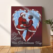 1 Pc Framed Black Santa Claus Couple African Canvas Painting Wall Art Posters, Canvas Print Posters Artwork Wall Art Painting, Decoration Picture Living Room Home Decor - Color - View 3