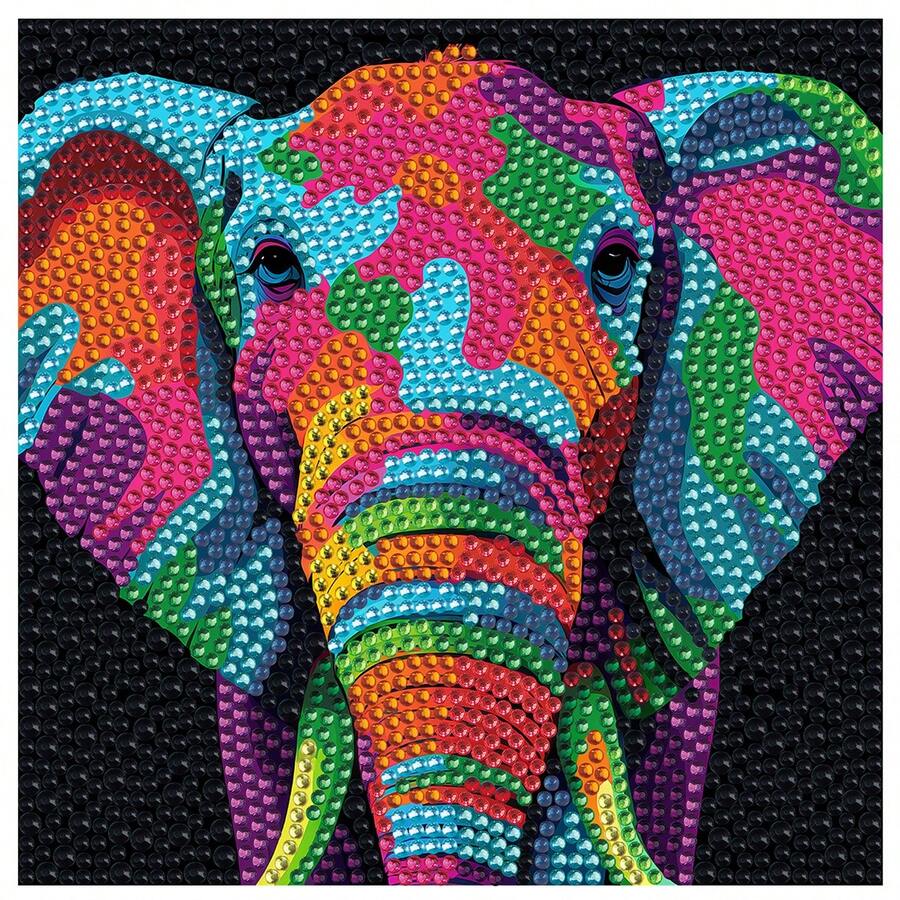 Bộ tranh kim cương nghệ thuật - Voi nhiều màu 5D DIY, bao gồm tranh kim cương nghệ thuật hình dạng đặc biệt một phần, thích hợp cho người mới bắt đầu và người lớn, món quà tuyệt vời cho gia đình và bạn bè, lý tưởng để trang trí tường tại nhà hoặc văn phòng