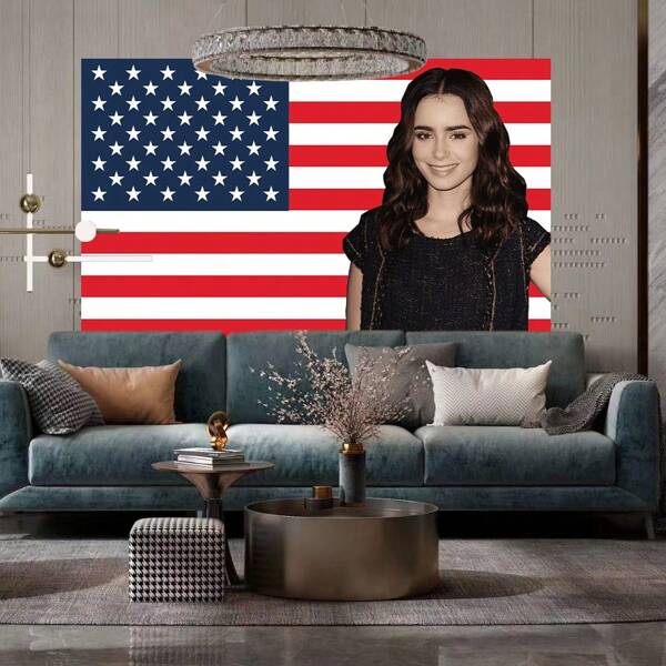 Lily Collins Amerykańska flaga Emily Flaga Klasyczna muzyka Dekoracja sypialni Wisząca na ścianie Gobelin Wystrój pokoju