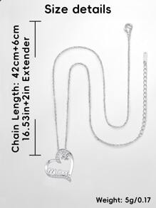 1 件妈妈心形吊坠项链，配红色塑料玫瑰盒，适合妈妈生日礼物