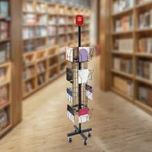 4 Tier 360° Rotating Greeting Card Rack Retail Display W/16 Pocket For Postcards