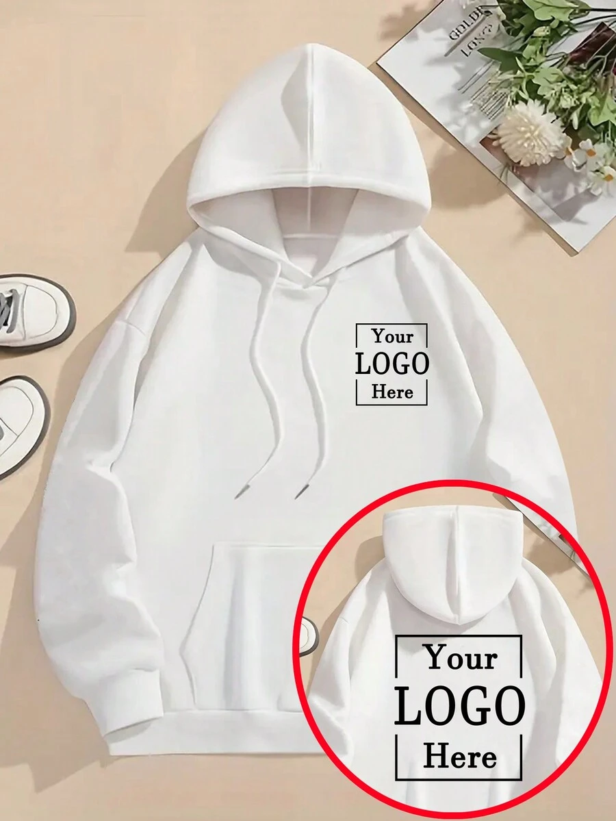 女士秋冬情人节礼物，前后图案均可个性化定制；可定制返校校服；送给男友/女友的礼物；可定制全家福照片；保暖舒适的连帽保暖卫衣；可定制工作服。白色 - 白色 - 查看 1