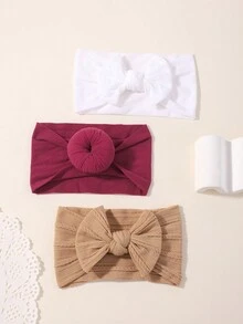 Bộ 3 phụ kiện tóc trang trí nơ xoắn trơn có độ đàn hồi cao cho bé và trẻ em - Bộ dây buộc tóc xoắn màu nâu nhạt - Xem 4