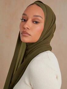 1pc Basic Pearl Chiffon Muslim Hijabs Scarf, Daily Wear - Multicolor - View 26