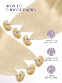 Human Hair Extensions U Tip Hair Extensions Nature Color Straight Human Hair Keratin Extensions Invisible 50 Pcs U Tip Human Hair Extensions - S60 - View 7