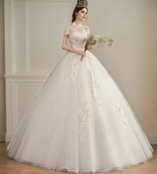 Lvivy Luxury A-Line Embroidered Dresses And Evening Gowns, Elegant And Sexy Ball Gowns For Wedding Guests, Graduation Ceremonies, Dinner Parties - Trắng ngọc trai (thêu ren sang trọng) - Xem 2