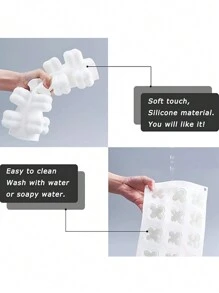 1 buc. matriță din silicon 15 în 1, matriță de lumânare din gips-carton cub 3D, matriță decorativă din gips-carton, tort cu mousse din silicon, desert cu bule, consumabile, S - alb - Vizualizare 2