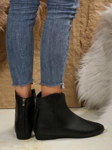 女士优雅黑色尖头平底踝靴，新款秋冬绒面革切尔西靴，适合通勤商务 - 黑色 - 查看 7