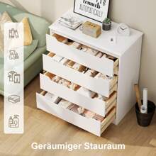 Chest Of Drawers With 4 Drawers, White Bedroom Chest Of Drawers With Cut Out Handles, Chest Of Drawers For Bedroom, Living Room, Office - trắng - Xem 6