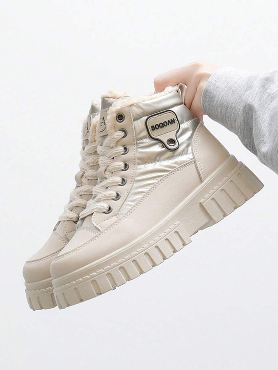 2024 New Winter Snow Boots For Women, Fur Lining Warm HighTop Sporty