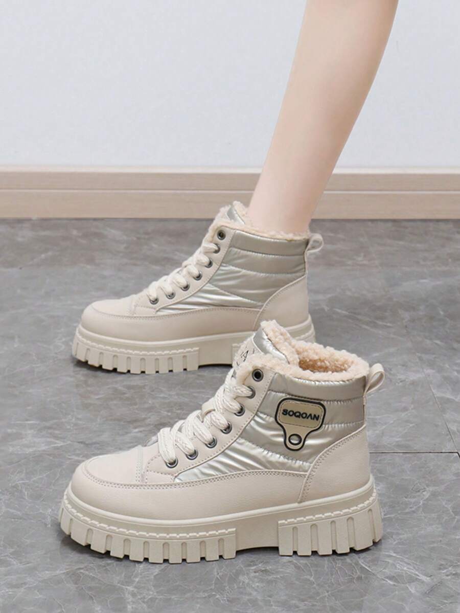 2024 New Winter Snow Boots For Women, Fur Lining Warm HighTop Sporty