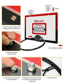 1 件随机颜色和形状室内儿童篮球架，带透明篮板，适合家庭和户外活动、婴儿篮球、篮球架套装、玩具篮球、篮球、篮球架、篮球