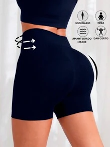 Suplex Shorts High Waist Gym Fitness Women Comfort In Your Workouts With Wolfox - 藏蓝色 - 查看 1