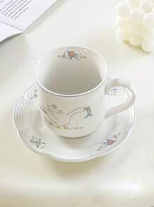 Cute Cartoon Ceramic Goose Coffee Cup And Saucer Set, Fashionable High-Quality Girl's Afternoon Tea Cup, Korean Style - Multicolor - View 12