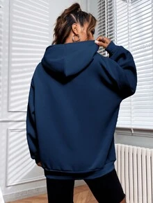 客製化個性化女款運動衫，可添加家庭與自拍照進行客製印花，白色，適合節日與生日的休閒禮物 - 藏蓝色 - 查看 6