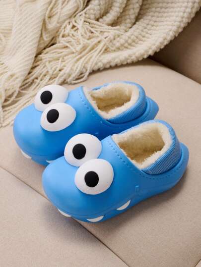 1 Paio di pantofole da casa per ragazzi, con grandi occhi, imbottite, calde, antiscivolo e confortevoli, adatte per l'inverno