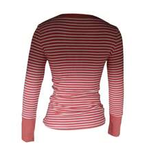 Long Sleeve Tops For Women Striped Button Up Tunic Shirts Loose Fit Sexy Henley Tee Blouses - 紅色 - 查看 4