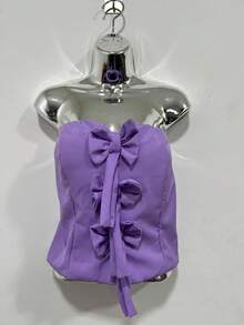 Women's Tailored Tank Top With Bows Launch Summer 2025 - 紫丁香色 - 查看 1