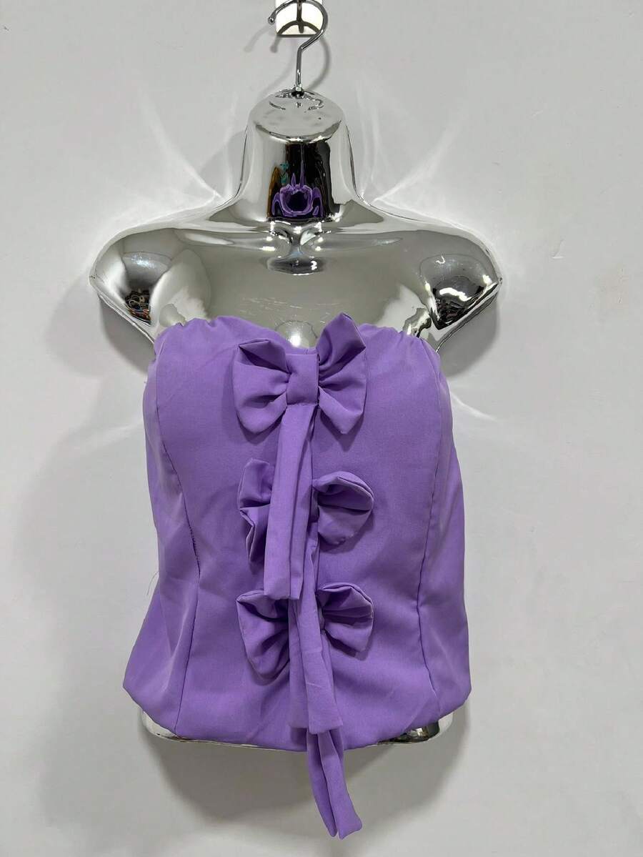 Women's Tailored Tank Top With Bows Launch Summer 2025 - 紫丁香色 - 查看 1