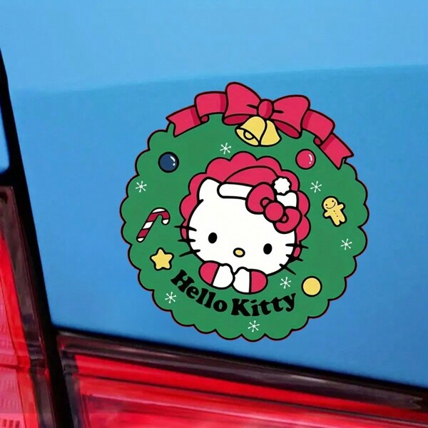 Sanrio 1 件 Sanrio 圣诞汽车贴纸、自粘贴纸、DIY 贴纸、行李贴纸、笔记本电脑贴纸、手机贴纸、摩托车贴纸、汽车车窗贴纸、厨房贴纸、墙贴和马克杯贴纸。防水设计。圣诞礼物！