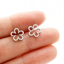 1 par de pendientes con flores lindos para mujeres de color dorado de acero inoxidable, nuevos para fiesta, boda, joyería, regalo de San Valentín, mamá, madre, Día de la Madre