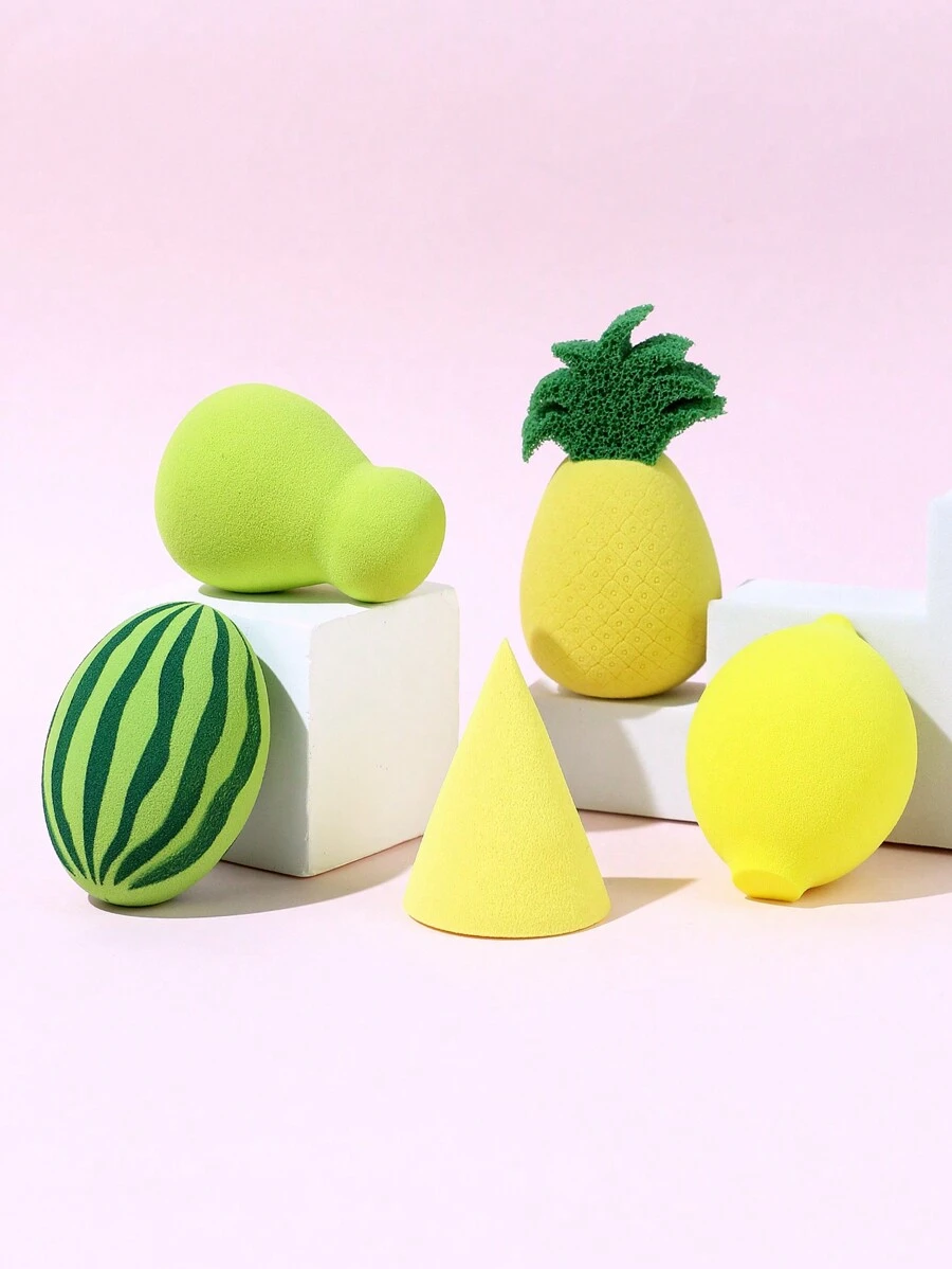 baopinger 水果形化妆海绵 可爱化妆海绵 西瓜美妆蛋 柠檬化妆粉扑 多功能化妆工具 干湿两用遇水膨胀 女生礼物 旅行必备 高品质化妆海绵 - 彩色 - 查看 1