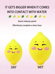 baopinger 水果形化妆海绵 可爱化妆海绵 西瓜美妆蛋 柠檬化妆粉扑 多功能化妆工具 干湿两用遇水膨胀 女生礼物 旅行必备 高品质化妆海绵 - 彩色 - 查看 3