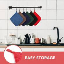 4 件装棕色单面镀银隔热垫，简约涤纶毛巾布方形隔热垫，适用于厨房、烤箱和烧烤 - 棕色 - 查看 8