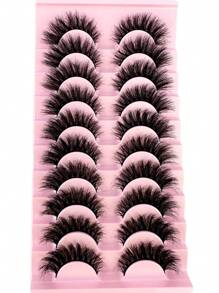 10 对柔软蓬松卷曲猫眼睫毛 3D 仿貂皮假睫毛，天然手工浓密假睫毛，适合化妆 - 眼尾拉長款 - 查看 7