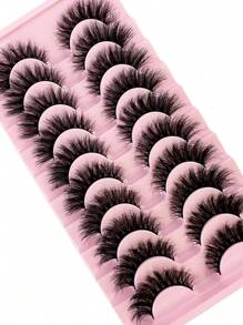 10 对柔软蓬松卷曲猫眼睫毛 3D 仿貂皮假睫毛，天然手工浓密假睫毛，适合化妆 - 眼尾拉長款 - 查看 8