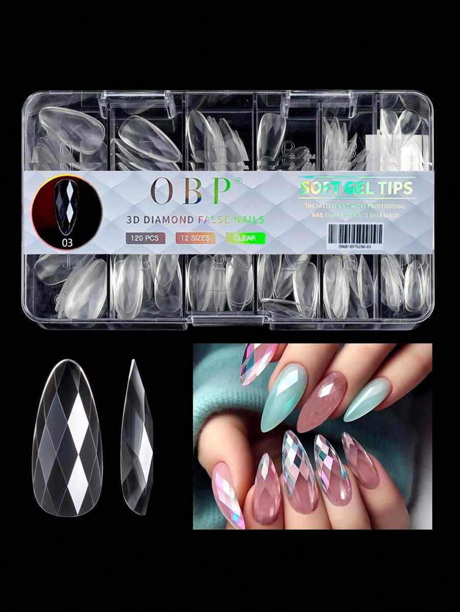Soft Gel Tips For 3D Diamond Nails Of Different Models - Clear - View 1