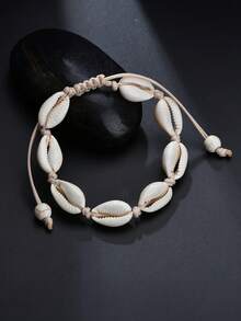 1 件复古波西米亚风格编织贝壳脚链，适合男女日常佩戴、圣诞节、新年、情人节节日礼物 - 彩色 - 查看 6