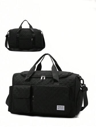 1 件女士新款旅行包手提包单肩包斜挎包健身包行李包过夜包多功能多口袋带鞋袋干湿分离便携大容量可调节轻便拉链通勤包随身包旅行运动包户外商务学校度假朋友礼物纯色时尚休闲运动可爱精致优雅绗缝包大学生男女白领返校用品旅行配件黑色行李箱行李袋周末包行李袋大学包行李袋周末包医院包假日冬季