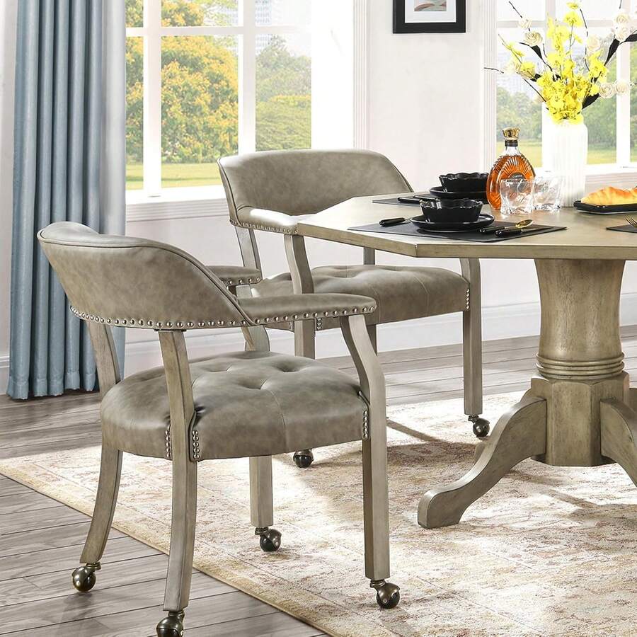 Dining Chair With Casters Set Of 4, Accent Kitchen Table Chairs With