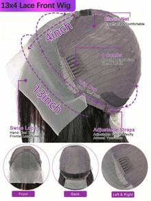 深波浪蕾丝前假发 150% 密度 13x4 高清透明前假发 女士真发 深卷无胶假发 预拔婴儿头发 天然黑色 - Natural Black - 查看 6