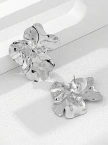 1pair Geometric Fashion Iron Plaquet Minimalist Luxury Casual Earrings - Silver - View 4