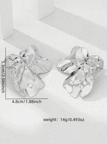 1pair Geometric Fashion Iron Plaquet Minimalist Luxury Casual Earrings - Silver - View 3