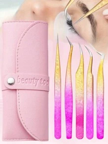 Zestaw 5 precyzyjnych pęset do przedłużania rzęs, zestaw zalotek do rzęs – profesjonalny aplikator i narzędzie do usuwania rzęs ze stali nierdzewnej z końcówkami pokrytymi tytanem, akcesoria kosmetyczne DIY do idealnych rzęs, do poprawy objętości i długości, w zestawie etui, nie wymaga baterii, prezenty dla rodziny, przyjaciół, par, na Halloween, prezenty świąteczne, na powrót do szkoły, zalotka do rzęs, pęseta do brwi, makijaż, tanio, wystrój pokoju, toaletka, podróż, sypialnia, akcesoria do makijażu, pęseta