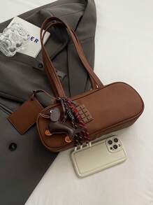 新款复古休闲通勤时尚单肩腋下包（无吊坠） - 咖啡棕 - 查看 5