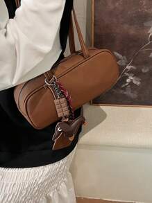 新款复古休闲通勤时尚单肩腋下包（无吊坠） - 咖啡棕 - 查看 2